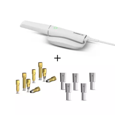 An image of a product called Rəqəmsal Ölçüyə Tam Hazır Paket: Shining 3D ELF + 10 Dəst Digital Komponent